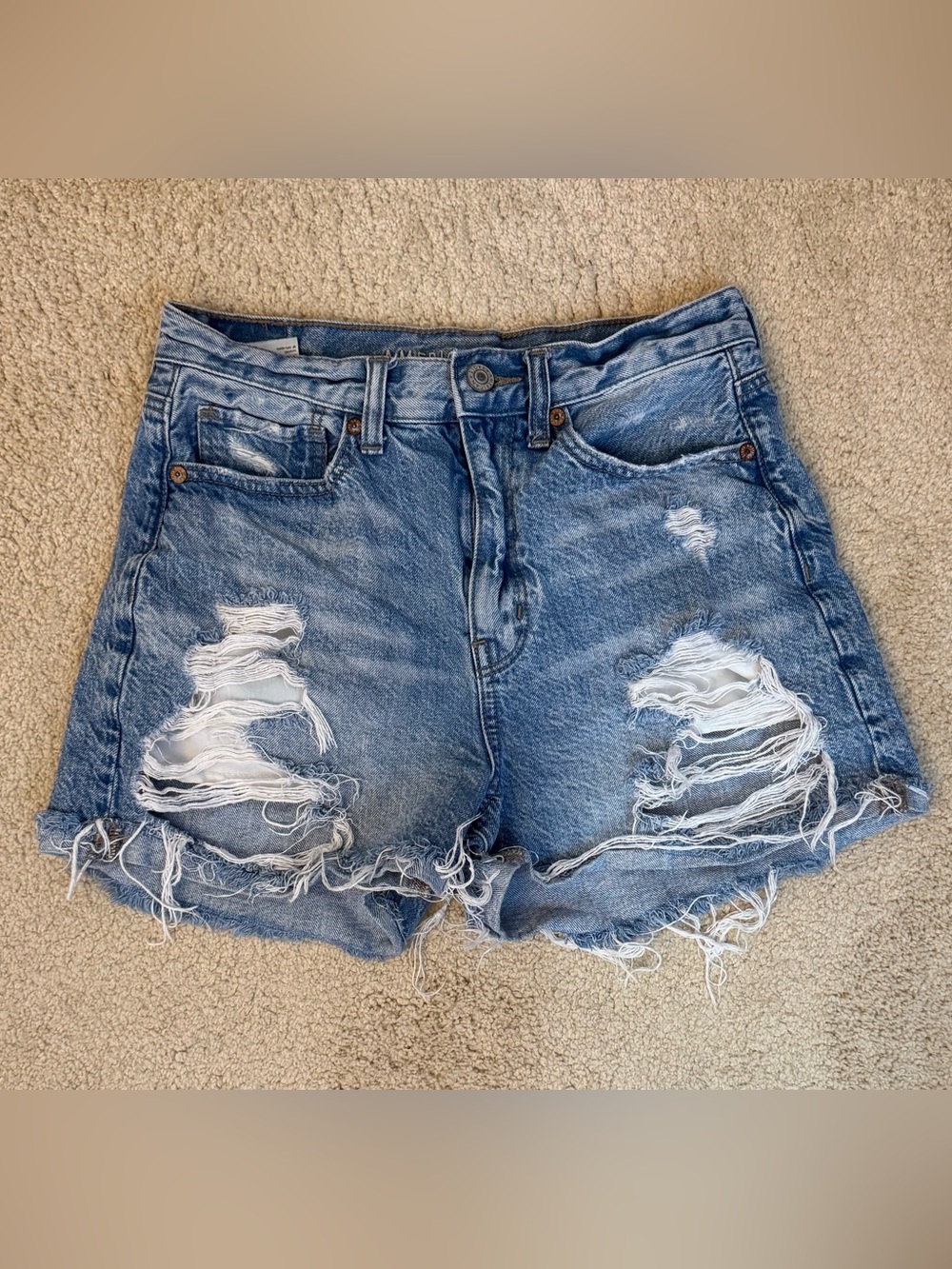 American Eagle Outfitters Ripped High-Rise Jean Shorts -